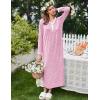 Ekouaer Women’s Long Sleeve Nightgown Full Length Sleepwear Long Sleepshirts Henley Sleep Dress(A_a_pink Florals)