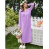 Ekouaer Women’s Long Sleeve Nightgown Full Length Sleepwear Long Sleepshirts Henley Sleep Dress(A-a-purple)
