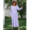 Ekouaer Women’s Long Sleeve Nightgown Full Length Sleepwear Long Sleepshirts Henley Sleep Dress(A_a_purple Flowers)