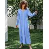 Ekouaer Women’s Long Sleeve Nightgown Full Length Sleepwear Long Sleepshirts Henley Sleep Dress(A-a-sky Blue)