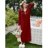 Ekouaer Women’s Long Sleeve Nightgown Full Length Sleepwear Long Sleepshirts Henley Sleep Dress(A-a-wine Red)