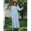 Ekouaer Women’s Long Sleeve Nightgown Full Length Sleepwear Long Sleepshirts Henley Sleep Dress(A_blue Big Flower)