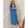 Ekouaer Women’s Long Sleeve Nightgown Full Length Sleepwear Long Sleepshirts Henley Sleep Dress(A_blue Dog Footprints)