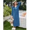 Ekouaer Women’s Long Sleeve Nightgown Full Length Sleepwear Long Sleepshirts Henley Sleep Dress(A_blue Dog Footprints)