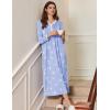 Ekouaer Women’s Long Sleeve Nightgown Full Length Sleepwear Long Sleepshirts Henley Sleep Dress(A_blue Pigeon)