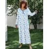 Ekouaer Women’s Long Sleeve Nightgown Full Length Sleepwear Long Sleepshirts Henley Sleep Dress(A_blue Watercolor Flowers)
