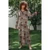 Ekouaer Women’s Long Sleeve Nightgown Full Length Sleepwear Long Sleepshirts Henley Sleep Dress(A_brown Leopard Print)