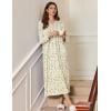 Ekouaer Women’s Long Sleeve Nightgown Full Length Sleepwear Long Sleepshirts Henley Sleep Dress(A_white Flowers)