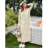 Ekouaer Women’s Long Sleeve Nightgown Full Length Sleepwear Long Sleepshirts Henley Sleep Dress(A_white Flowers)