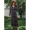Ekouaer Women’s Long Sleeve Nightgown Full Length Sleepwear Long Sleepshirts Henley Sleep Dress(B-b-butterfly)