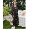 Ekouaer Women’s Long Sleeve Nightgown Full Length Sleepwear Long Sleepshirts Henley Sleep Dress(B-b-butterfly)