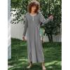 Ekouaer Women’s Long Sleeve Nightgown Full Length Sleepwear Long Sleepshirts Henley Sleep Dress(B_dark Grey)