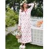 Ekouaer Women’s Long Sleeve Nightgown Full Length Sleepwear Long Sleepshirts Henley Sleep Dress(Big Pink Flower)