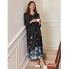 Ekouaer Women’s Long Sleeve Nightgown Full Length Sleepwear Long Sleepshirts Henley Sleep Dress(Black Butterfly)