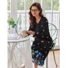 Ekouaer Women’s Long Sleeve Nightgown Full Length Sleepwear Long Sleepshirts Henley Sleep Dress(Black Butterfly)