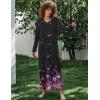 Ekouaer Women’s Long Sleeve Nightgown Full Length Sleepwear Long Sleepshirts Henley Sleep Dress(Black Sakura)
