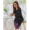 Ekouaer Women’s Long Sleeve Nightgown Full Length Sleepwear Long Sleepshirts Henley Sleep Dress(Black Sakura)