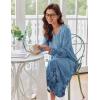 Ekouaer Women’s Long Sleeve Nightgown Full Length Sleepwear Long Sleepshirts Henley Sleep Dress(Blue Ink Flower)