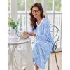 Ekouaer Women’s Long Sleeve Nightgown Full Length Sleepwear Long Sleepshirts Henley Sleep Dress(Blue Leaves)