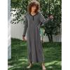 Ekouaer Women’s Long Sleeve Nightgown Full Length Sleepwear Long Sleepshirts Henley Sleep Dress(B_medium Grey)