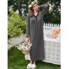 Ekouaer Women’s Long Sleeve Nightgown Full Length Sleepwear Long Sleepshirts Henley Sleep Dress(B_medium Grey)