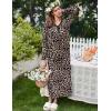 Ekouaer Women’s Long Sleeve Nightgown Full Length Sleepwear Long Sleepshirts Henley Sleep Dress(Brown Leopard Print)