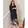 Ekouaer Women’s Long Sleeve Nightgown Full Length Sleepwear Long Sleepshirts Henley Sleep Dress(C_a_colored Flowers)