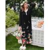Ekouaer Women’s Long Sleeve Nightgown Full Length Sleepwear Long Sleepshirts Henley Sleep Dress(C_a_colored Flowers)