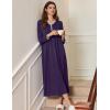 Ekouaer Women’s Long Sleeve Nightgown Full Length Sleepwear Long Sleepshirts Henley Sleep Dress(Dark Purple)