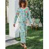 Ekouaer Women’s Long Sleeve Nightgown Full Length Sleepwear Long Sleepshirts Henley Sleep Dress(Green Flower)