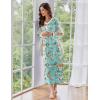 Ekouaer Women’s Long Sleeve Nightgown Full Length Sleepwear Long Sleepshirts Henley Sleep Dress(Green Flower)