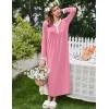Ekouaer Women’s Long Sleeve Nightgown Full Length Sleepwear Long Sleepshirts Henley Sleep Dress(Pink)