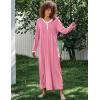 Ekouaer Women’s Long Sleeve Nightgown Full Length Sleepwear Long Sleepshirts Henley Sleep Dress(Pink)