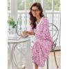 Ekouaer Women’s Long Sleeve Nightgown Full Length Sleepwear Long Sleepshirts Henley Sleep Dress(Pink Flowers)