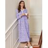 Ekouaer Women’s Long Sleeve Nightgown Full Length Sleepwear Long Sleepshirts Henley Sleep Dress(Purple Floral)