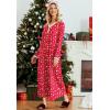 Ekouaer Women’s Long Sleeve Nightgown Full Length Sleepwear Long Sleepshirts Henley Sleep Dress(Z-christmas Print 2)