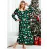 Ekouaer Women’s Long Sleeve Nightgown Full Length Sleepwear Long Sleepshirts Henley Sleep Dress(Z_green Santa)