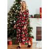 Ekouaer Women’s Long Sleeve Nightgown Full Length Sleepwear Long Sleepshirts Henley Sleep Dress(Z_red Santa)