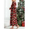 Ekouaer Women’s Long Sleeve Nightgown Full Length Sleepwear Long Sleepshirts Henley Sleep Dress(Z_red Santa)