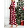 Ekouaer Women’s Long Sleeve Nightgown Full Length Sleepwear Long Sleepshirts Henley Sleep Dress(Z_red Snowflake)