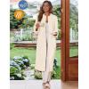 Ekouaer Women Zipper Robe Fleece Long Sleeves Bathrobe Sleepwear Warm Soft Housecoat with Pockets Zip Up House Dresses(Beige)