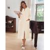 Ekouaer Women Zipper Robe Fleece Long Sleeves Bathrobe Sleepwear Warm Soft Housecoat with Pockets Zip Up House Dresses(Beige)