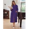 Ekouaer Women Zipper Robe Fleece Long Sleeves Bathrobe Sleepwear Warm Soft Housecoat with Pockets Zip Up House Dresses(Purple)