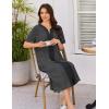 Ekouaer Women Zipper Robe Lightweight House Coat Zipper Front Long Nightgown Soft Loungewear with Pockets S-3XL(Deep Gray)