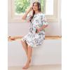 Ekouaer Women Zipper Robes Knit Short Bathrobe Lightweight House Coat with Pockets Soft Nightgown S-XXL(Big Floral White)