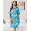 Ekouaer Women Zipper Robes Knit Short Bathrobe Lightweight House Coat with Pockets Soft Nightgown S-XXL(Blue White Flower)
