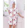 Ekouaer Women Zipper Robes Knit Short Bathrobe Lightweight House Coat with Pockets Soft Nightgown S-XXL(Floral White)