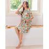 Ekouaer Women Zipper Robes Knit Short Bathrobe Lightweight House Coat with Pockets Soft Nightgown S-XXL(Red White Floral)