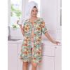 Ekouaer Women Zipper Robes Knit Short Bathrobe Lightweight House Coat with Pockets Soft Nightgown S-XXL(Red White Floral)