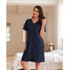Ekouaer Women Zipper Robes Waffle Short Bathrobe Lightweight House Coat with Pockets Soft Nightgown S-3XL(Deep Navy)